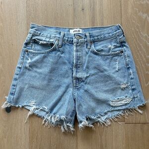 Agolde Parker Long Women's Frayed Hem Jean Shorts - swapmeet color
